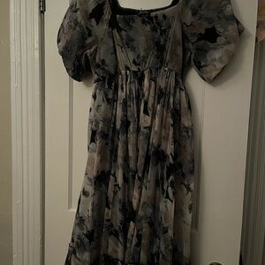 Arula Black and Gray Floral Dress